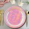 8 Count Iridescent Pink Paper Dinner Plates 9" Shiny Rainbow Plates for Unicorn & Mermaid Birthday Parties